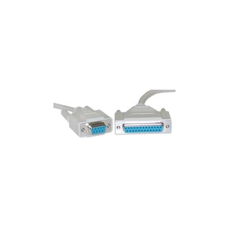 Cable Wholesale Null Modem Cable, DB9 Female to DB25 Female, 8 Conductor, 6 foot 10D1-21406